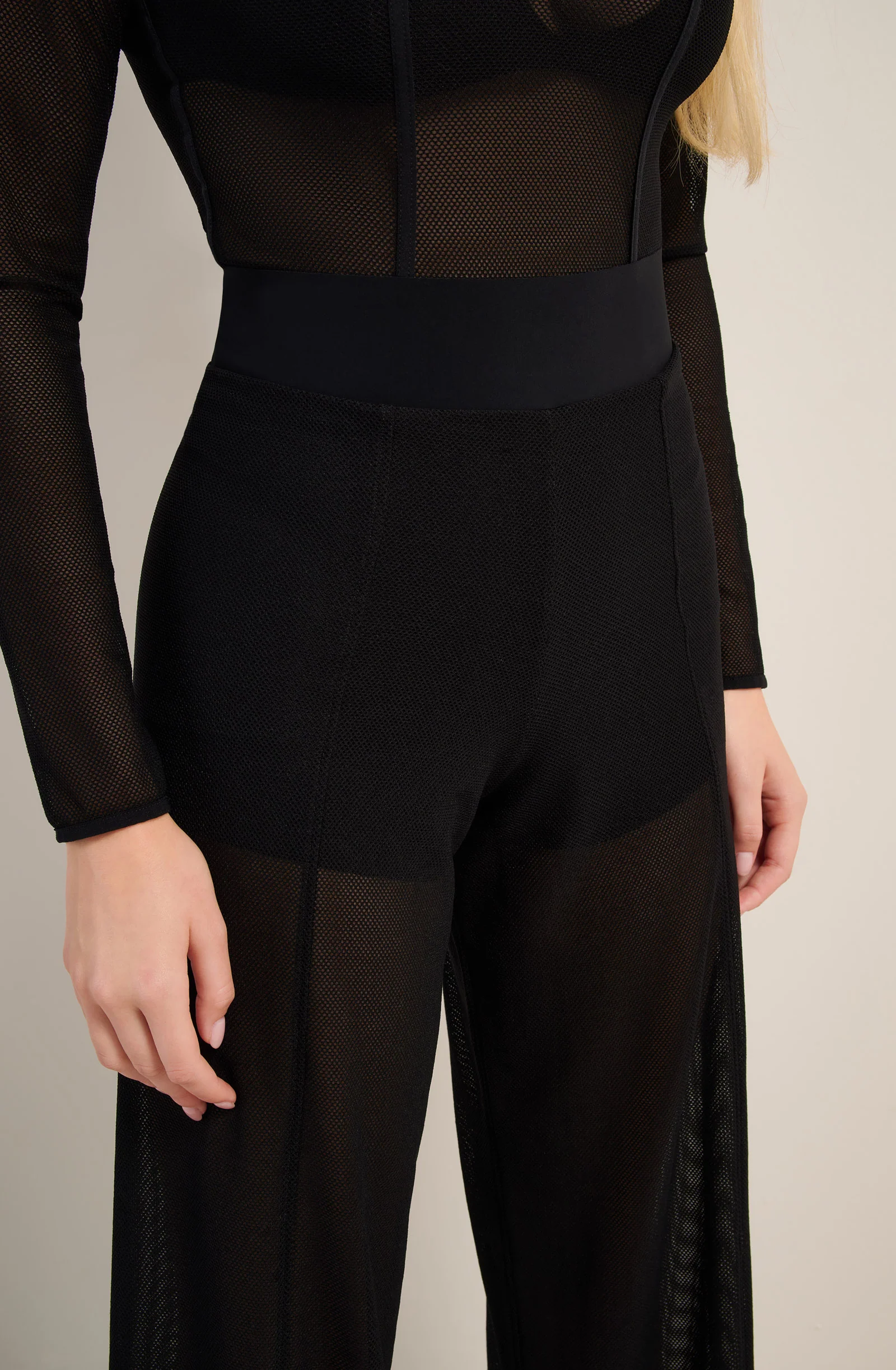 mili Pantalon en résille noir Noir