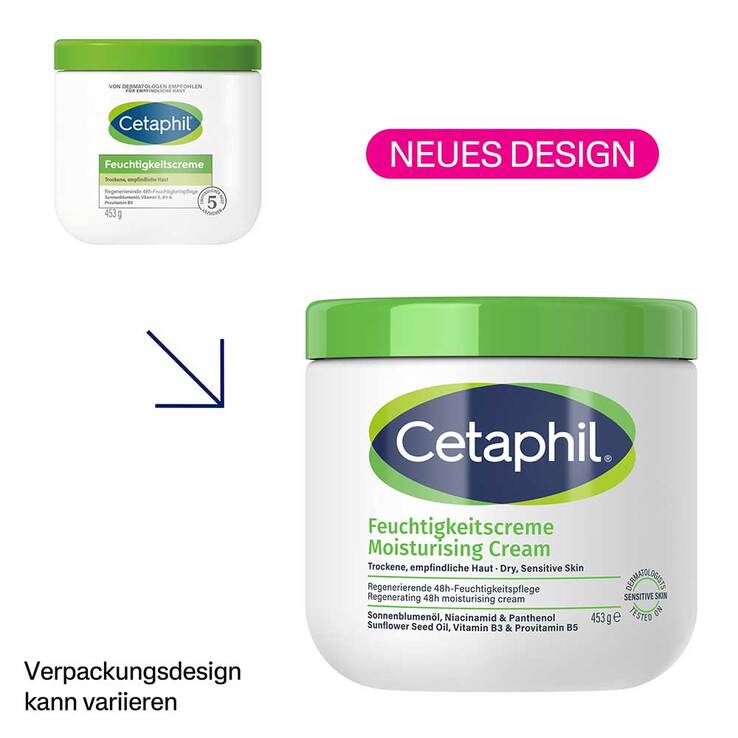 Cetaphil Feuchtigkeitscreme für trockene, empfindliche Haut, 2x456 ml