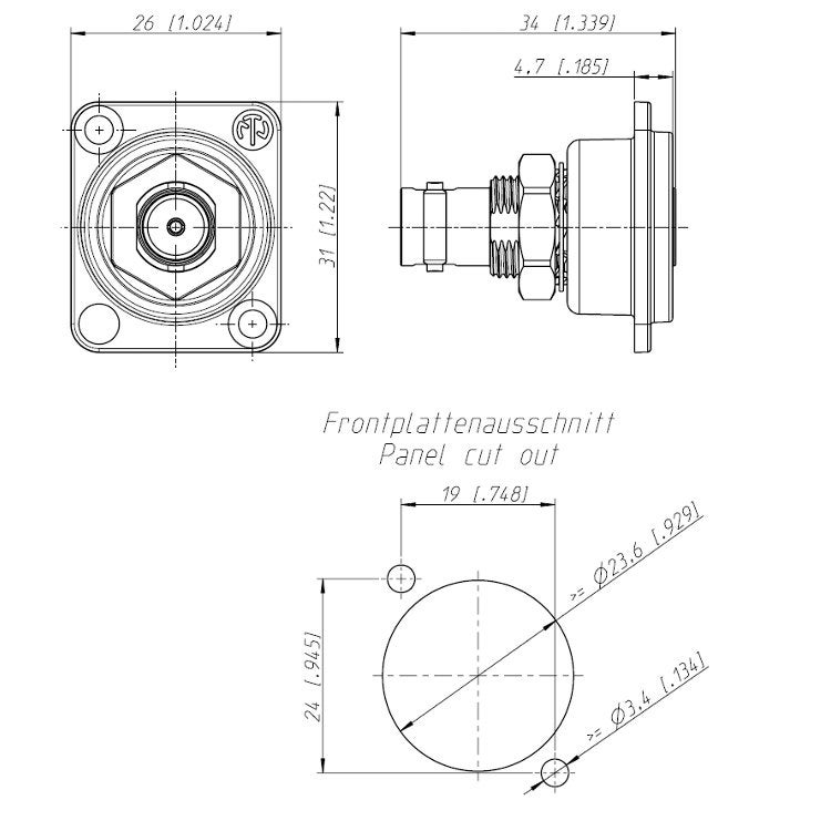 Neutrik NBB75 DFI BNC chassisdeel