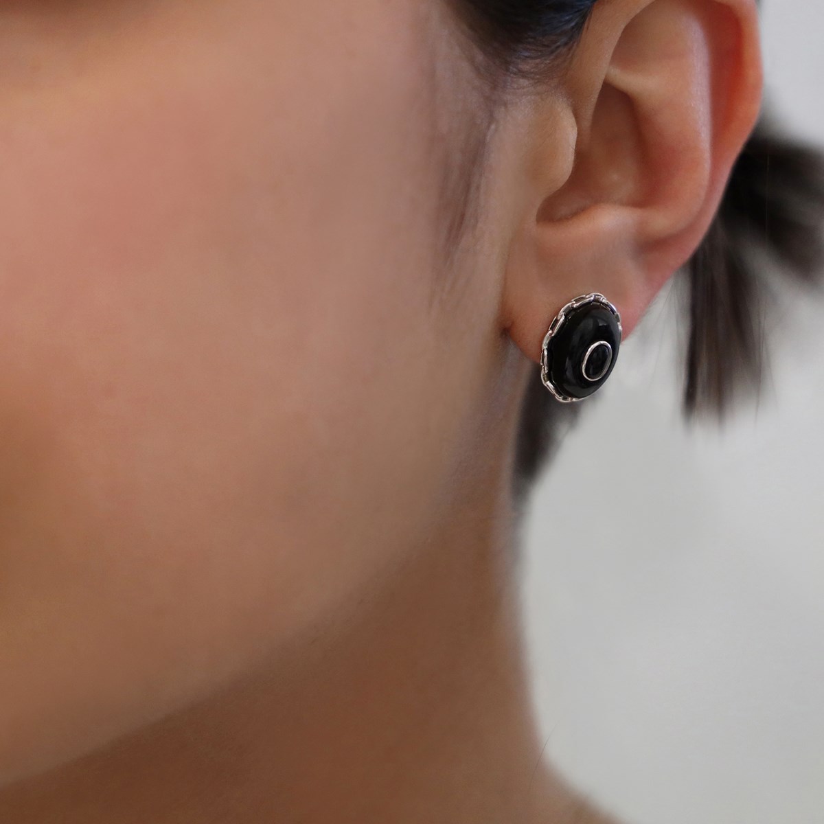 Boucles D'oreilles Argent Rhodié Clothilde Nacre Noire