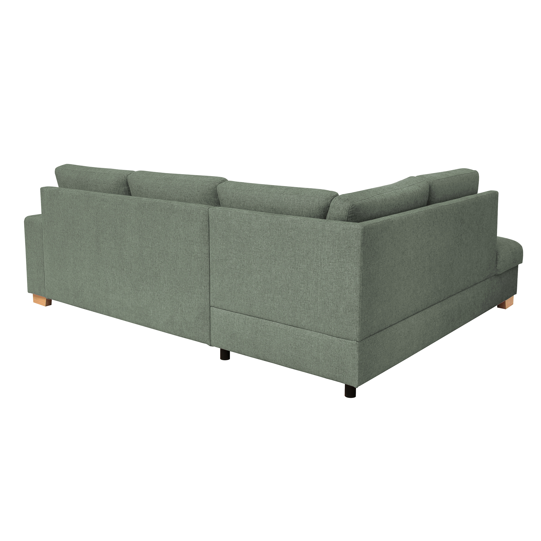 Ecksofa - olive - Liegefunktion - Staukasten - Ottomane links