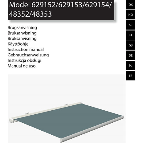 Rivoli markise med motor og LED lys L: 3,5 x D: 3 meter - grå/grå