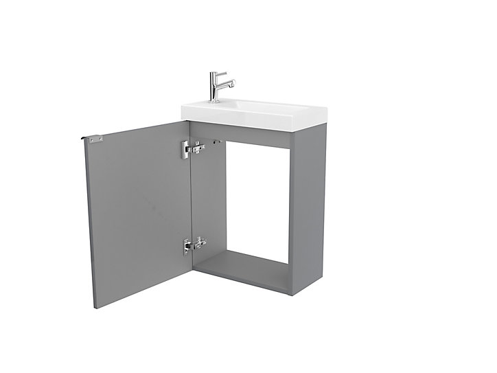 Meuble lave mains à suspendre GoodHome Imandra gris L.44 x H.55 cm + plan vasque Beni