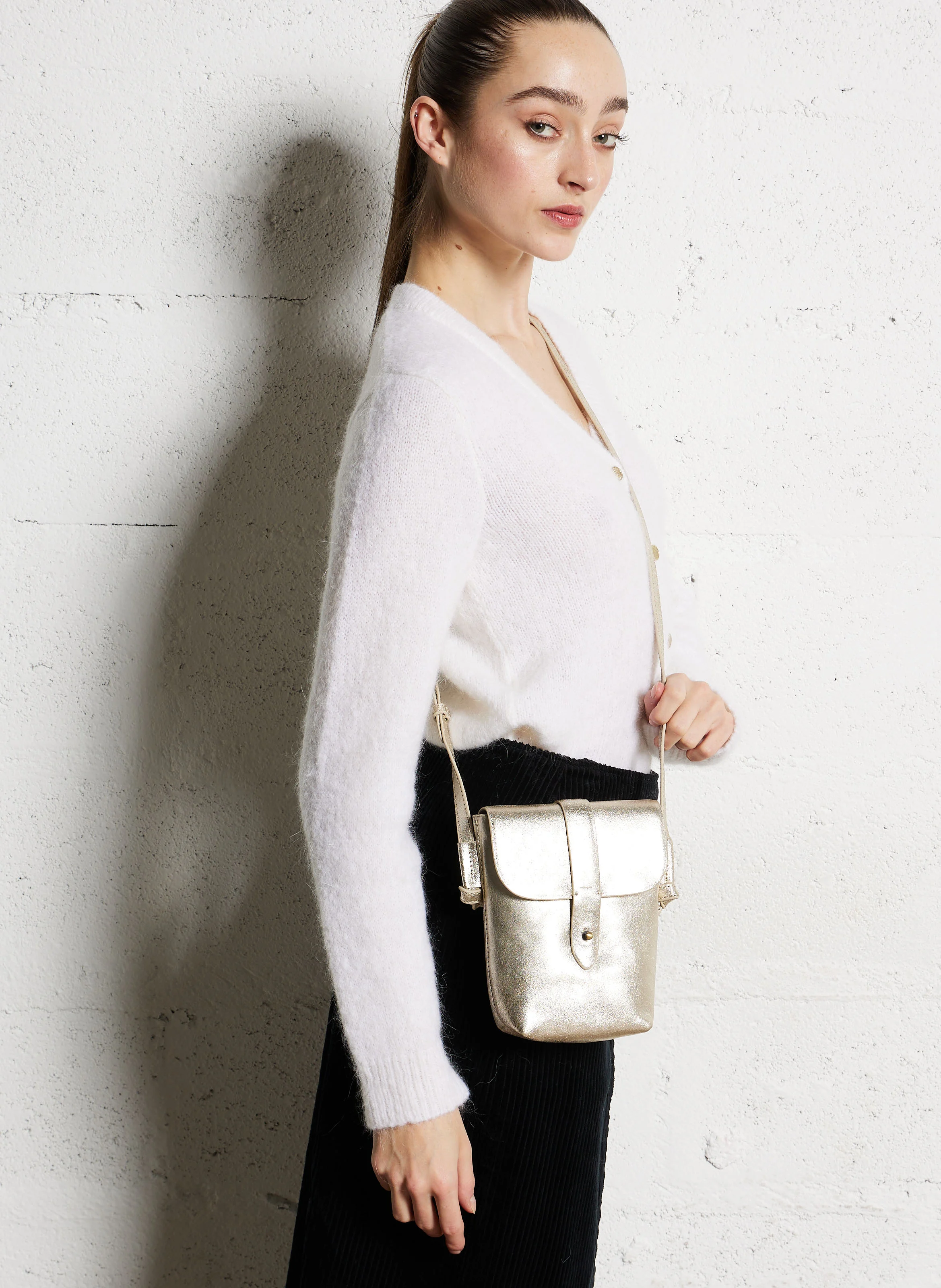 GABRIEL MINI - Sac bandoulière en cuir | Argent