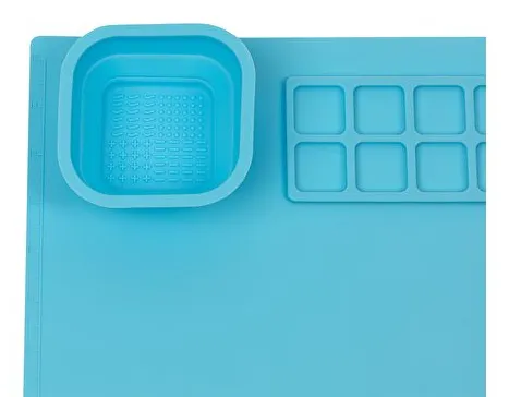 WEDO farvemåtte i silikone, (B)400 x (D)500 mm, lyseblå sammenklappelig, med sammenklappelig farvekop, vaskbar, med lille - 1 stk (79504010)