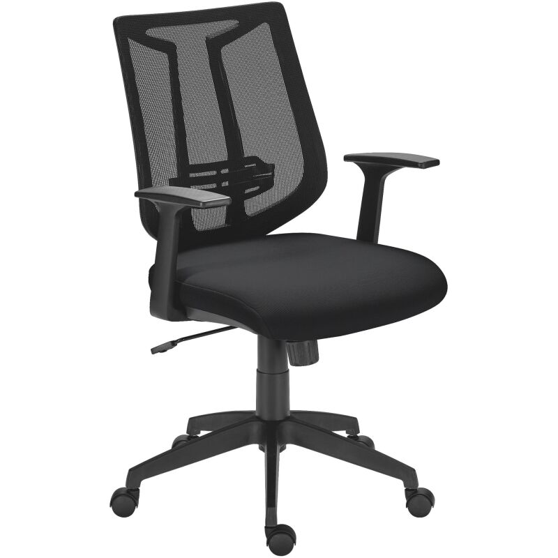 Chaise de bureau Bruneau Tiloa tissu et maille - Dossier bas avec accoudoirs  - Mécanisme Synchrone  - Pieds noir
