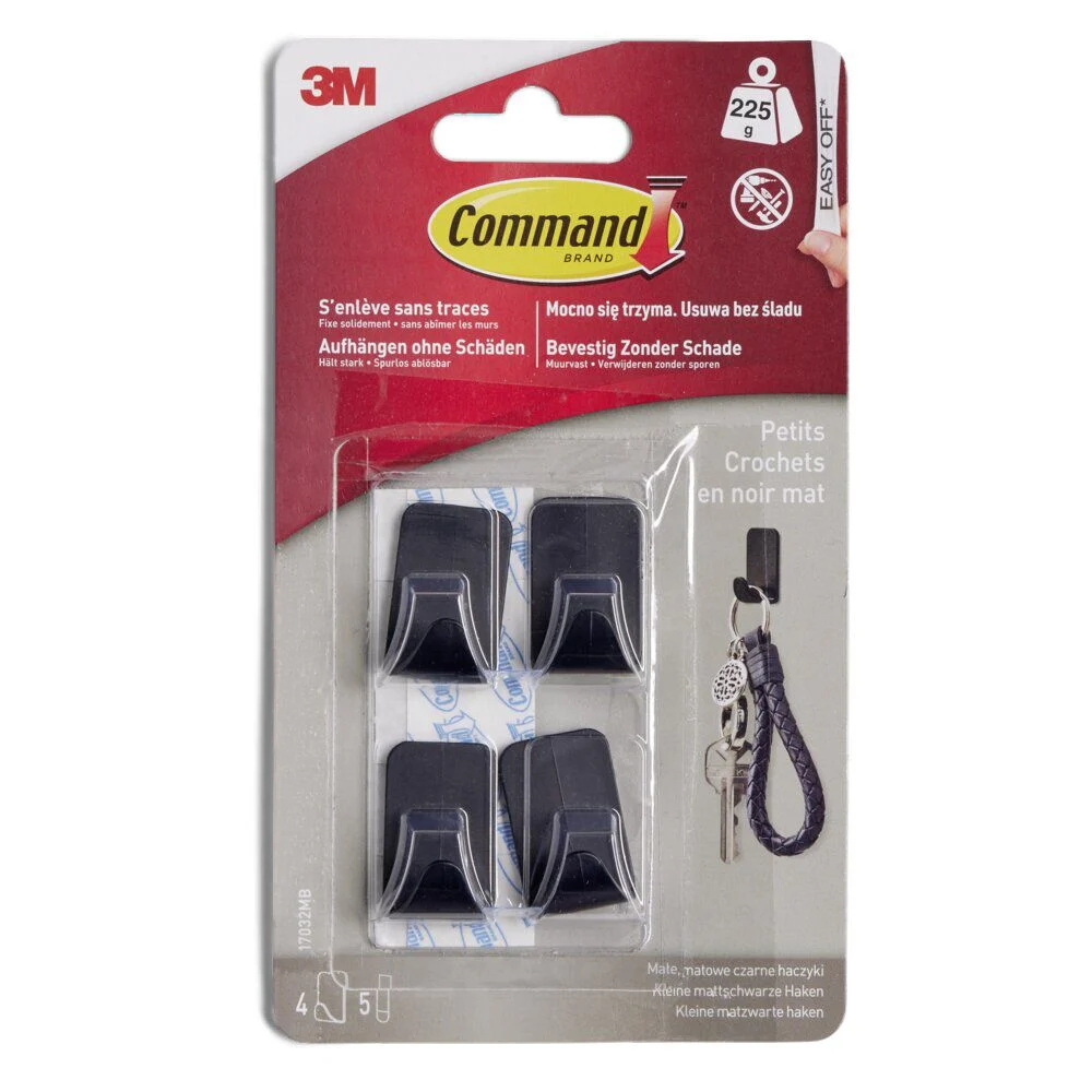 Lot de 4 crochets noir mat