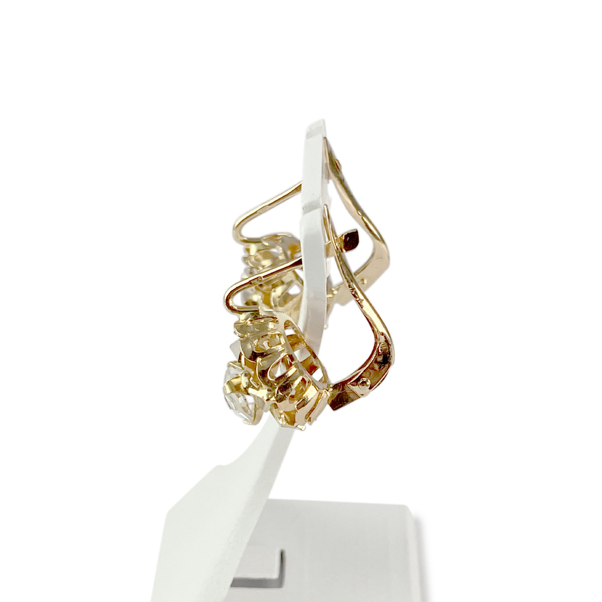 Boucles d'oreilles d'occasion or 750 jaune pierres blanches