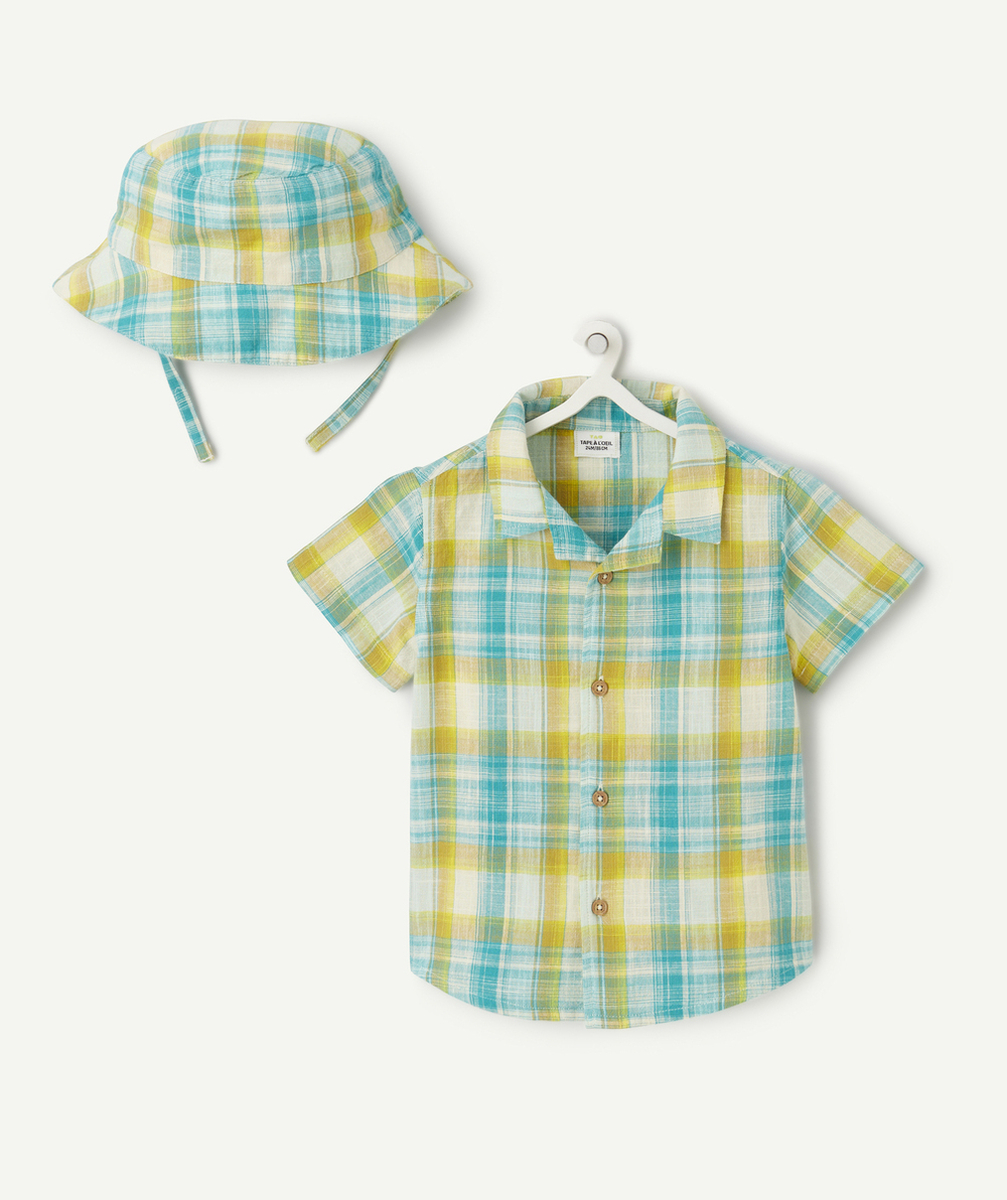 chemise bébé garçon à carreaux avec bob