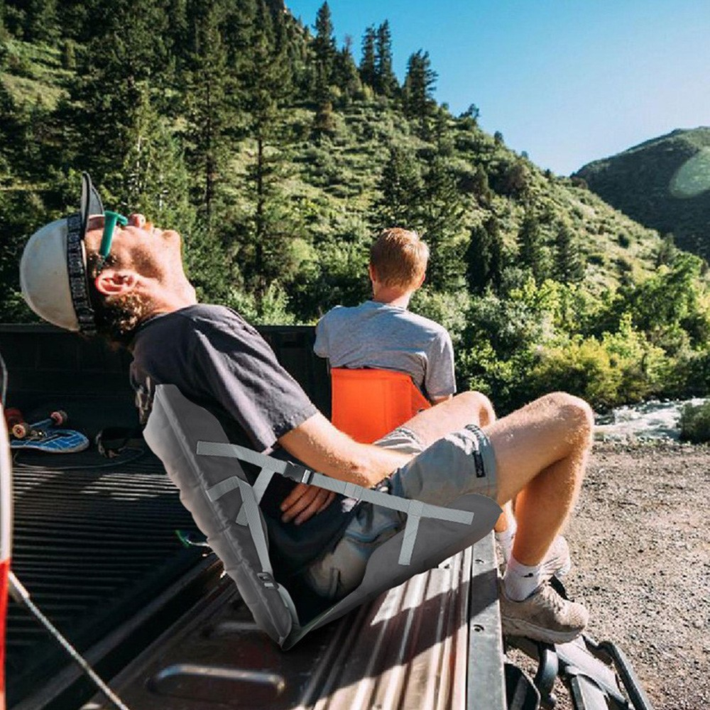 Aufblasbarer Outdoor Sitz Verstellbarer Camping Stuhl mit Tragetasche - Grün