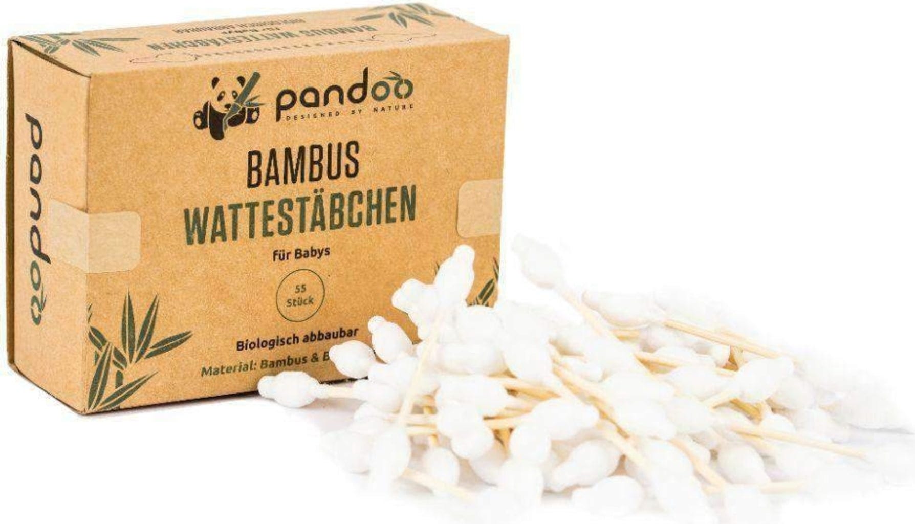 pandoo  Wattestäbchen für Babys, 55 Stk