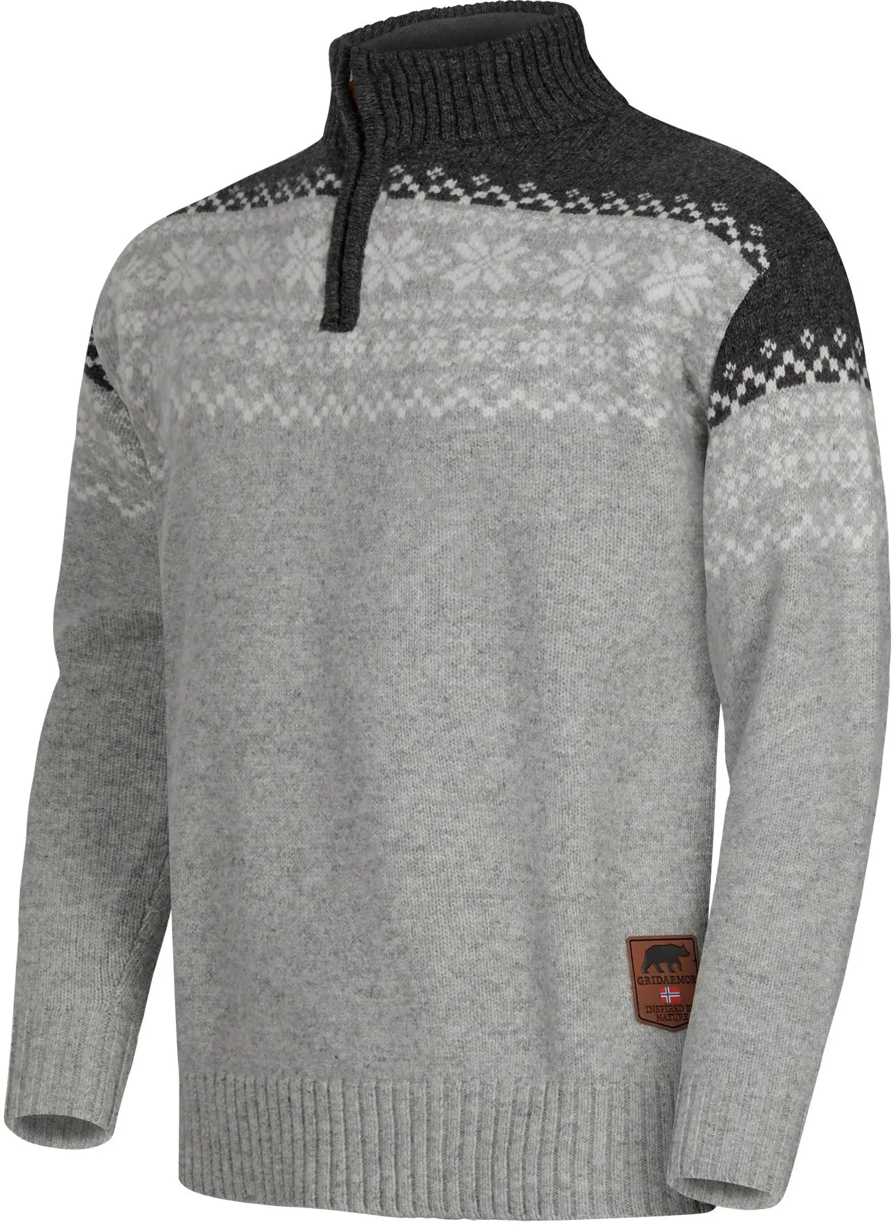 Gridarmor Snøkrystall Hz Ullgenser Men Light Grey/Dark Grey/White