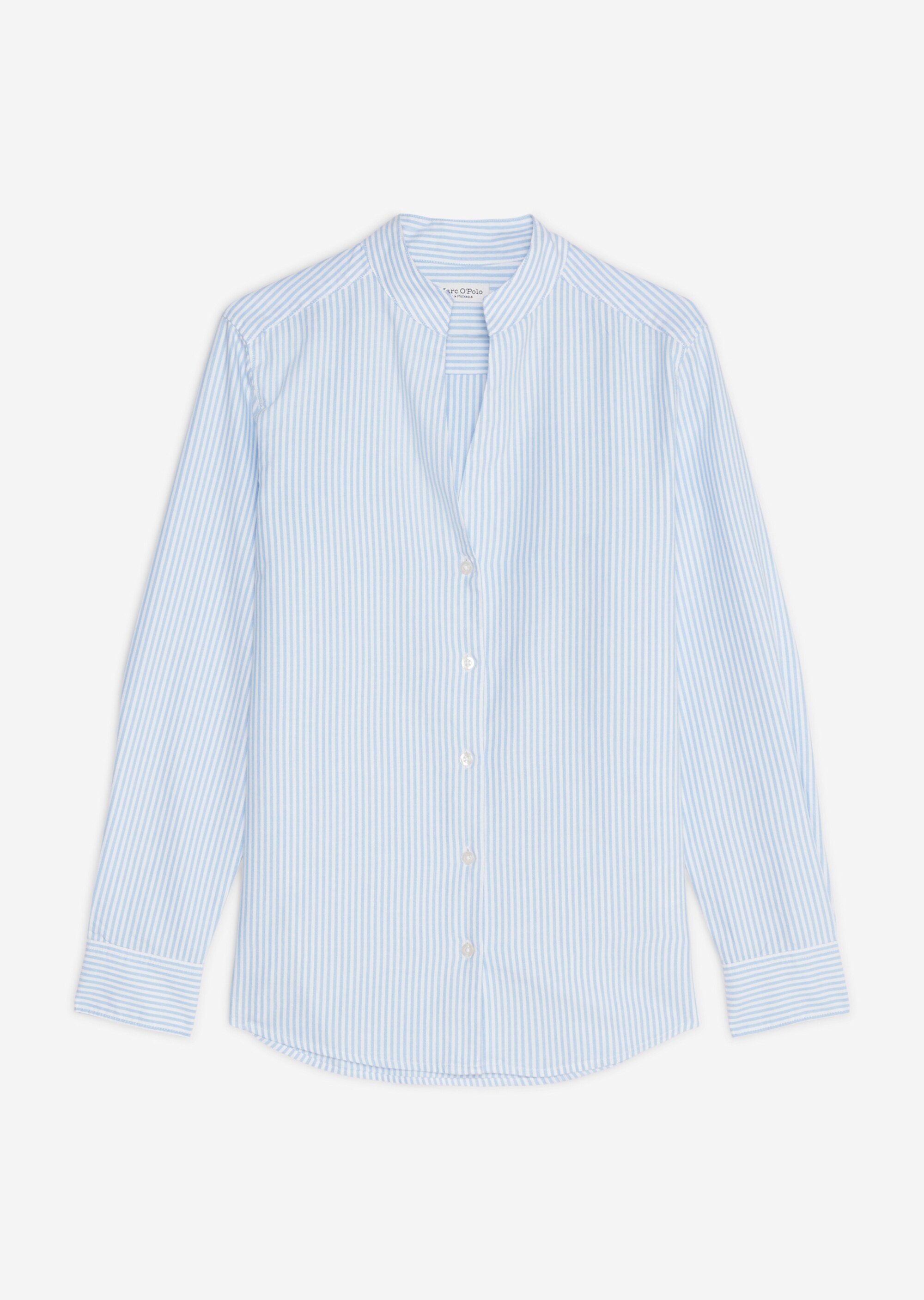 Gestreifte Stehkragen-Bluse regularaus Oxford-Qualität