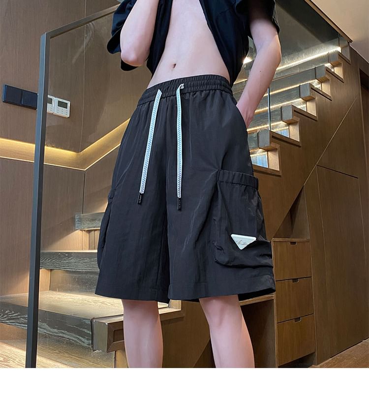 Giuliana - Effen cargoshorts met trekkoordtaille