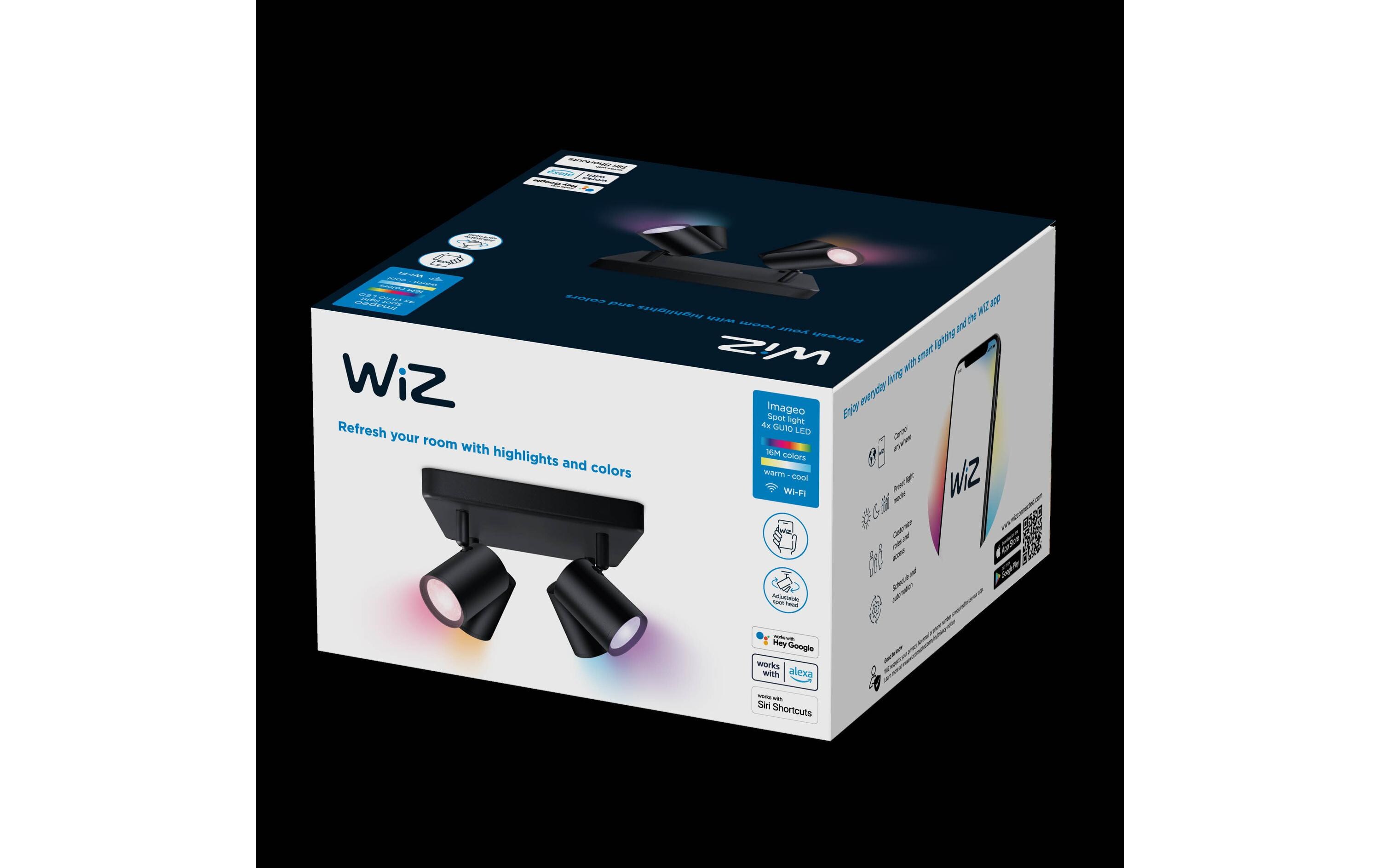 IMAGEO 4er Spot Tunable White & Color Deckenleuchte Schwarz<br>LED Deckenleuchte RGB