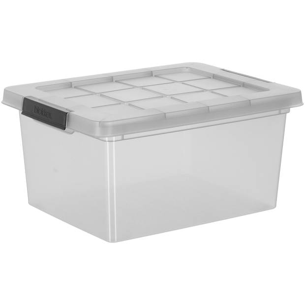 Blokker box + sterke deksel gerecycled 15L grijs