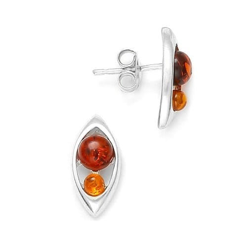 Clous d'oreilles billes d'ambre