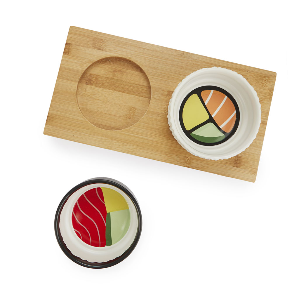 Alimentador para cães e gatos Balvi Komeki, design inspirado em sushi, cerâmica/bambu