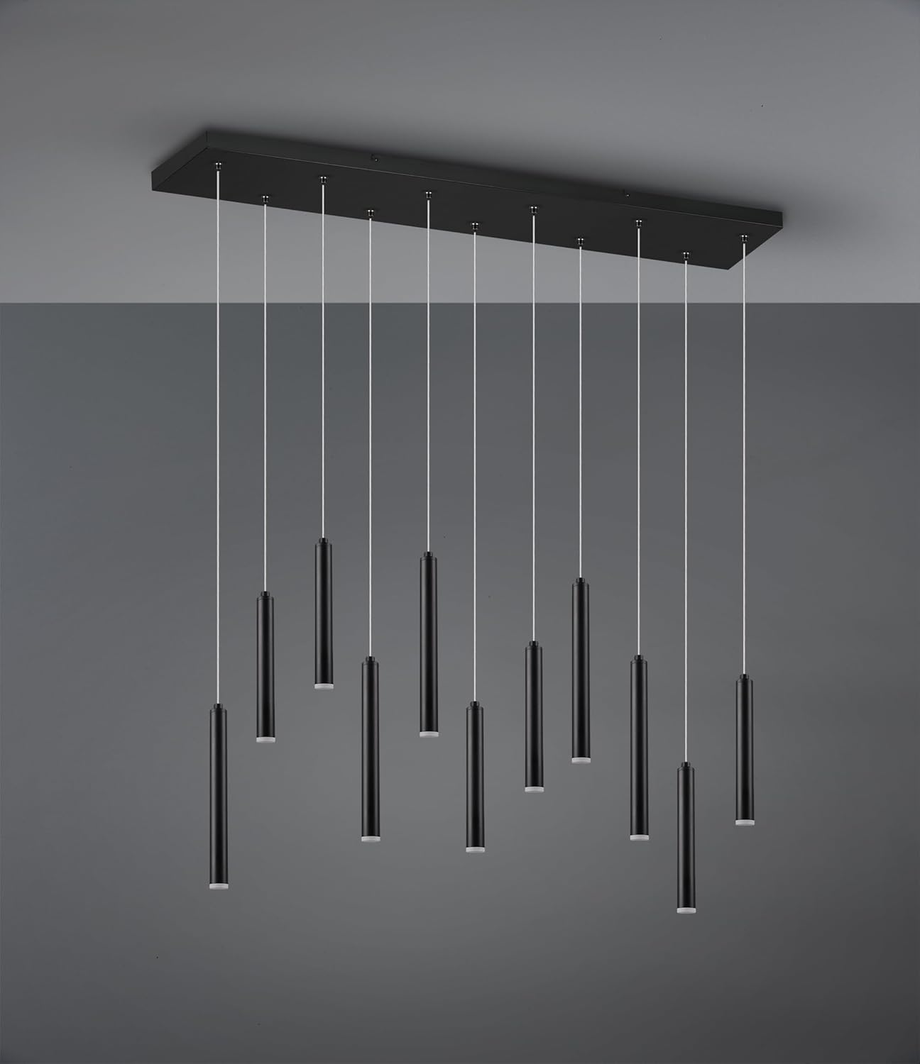 Trio Leuchten LED Pendelleuchte Tubular 321611132, Metall Schwarz matt, inkl. 11x 2.8 Watt LED, Switch Dimmer