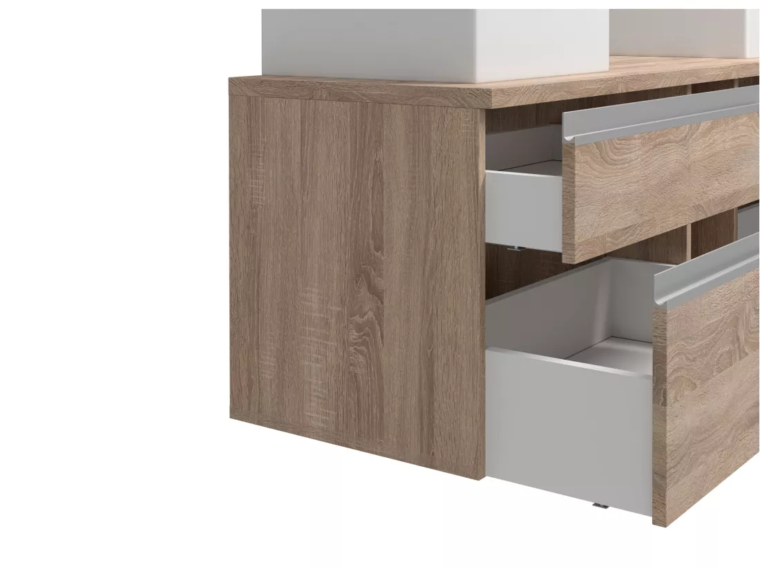 Meuble de salle de bain suspendu avec double vasque et miroirs - Coloris naturel clair - 150 cm - MAGDALENA II