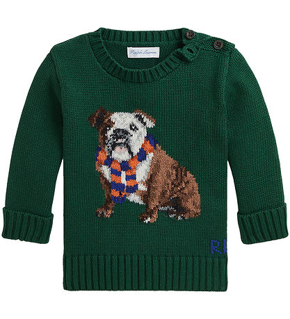 Polo Ralph Lauren Bluse - Strik -  Grøn m. Hund