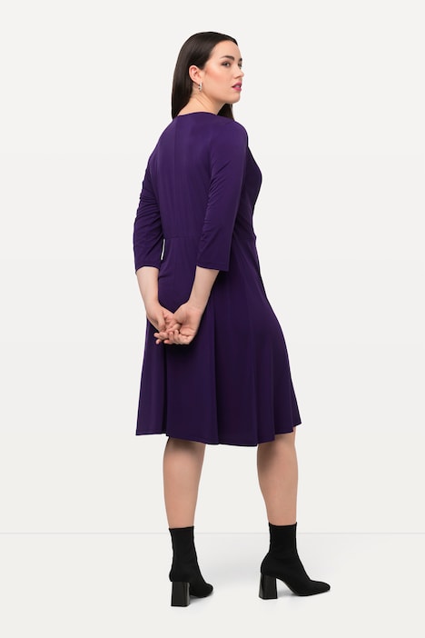 Slinkykleid, Drapierung, V-Ausschnitt, 3/4-Arm