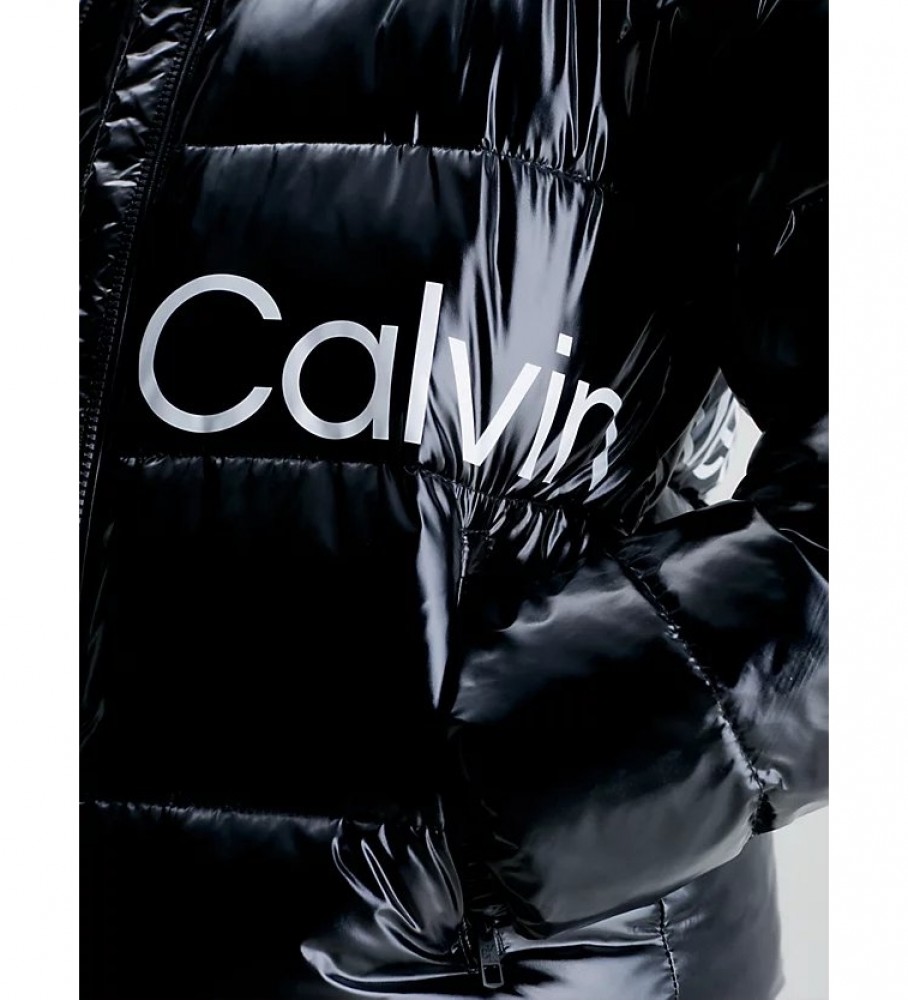 Jaqueta de plumas com capuz Calvin Klein Jeans Liquid Metal cinza
