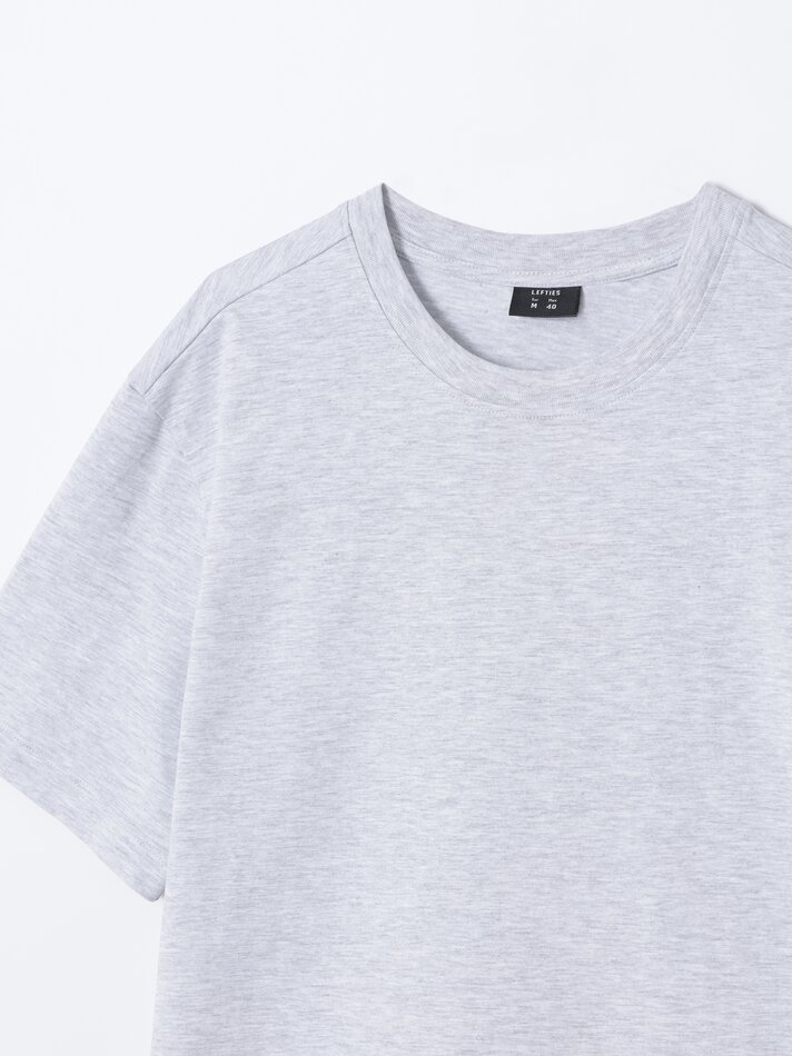 Camiseta premium de modelagem relaxada - Cinza mesclado