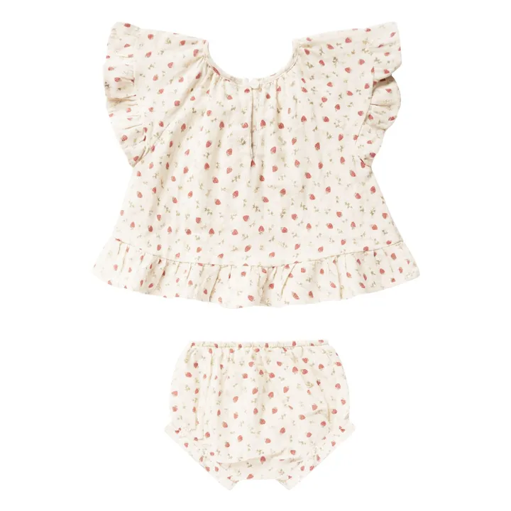 Rylee + Cru T-Shirt et Bloomer Fraises | Ecru