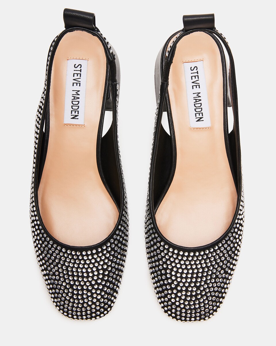 STEVE MADDEN<br>Sapatos de couro com tira no calcanhar; salto largo.