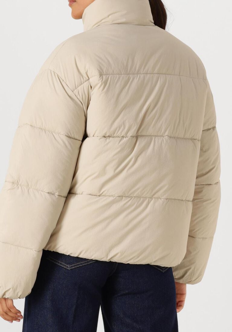 beige closed gewatteerde jas cropped puffer jacket