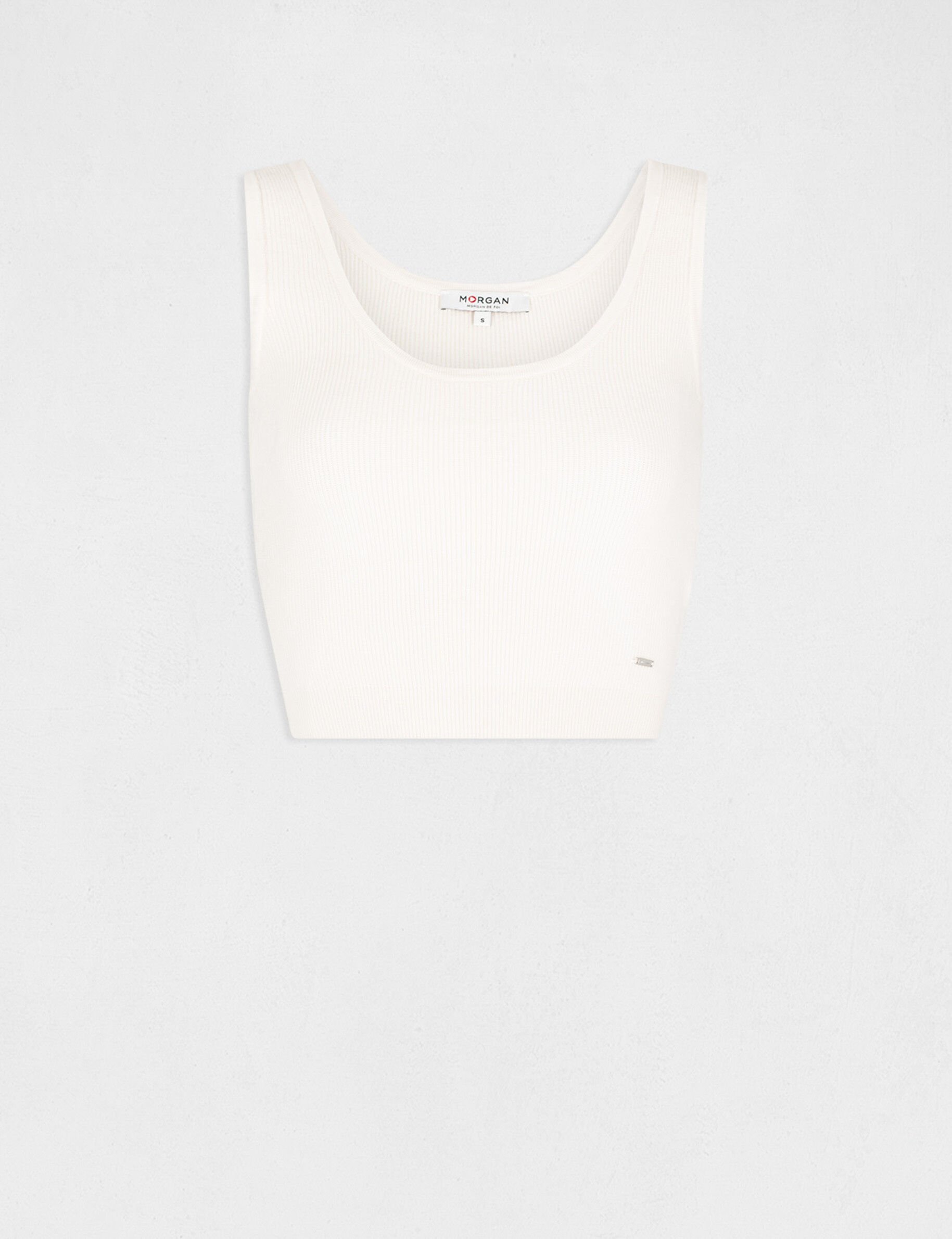 Pull débardeur crop top ivoire femme - ivoire