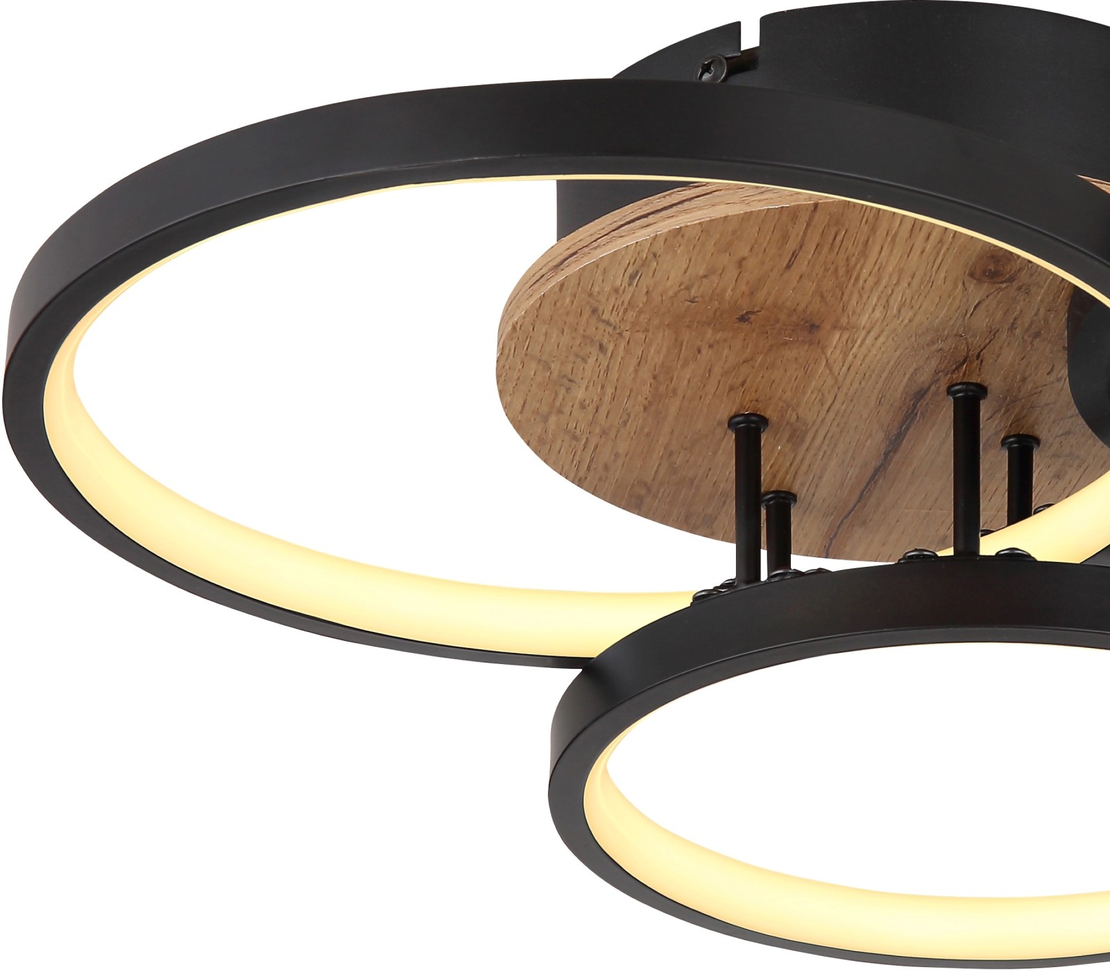 LED-Deckenleuchte - schwarz-holzfarben - 38 cm