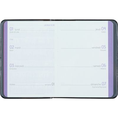 Agenda Colornote - 1 semaine sur 2 pages - 7,5 x 10,5 cm - noir - Oberthur
