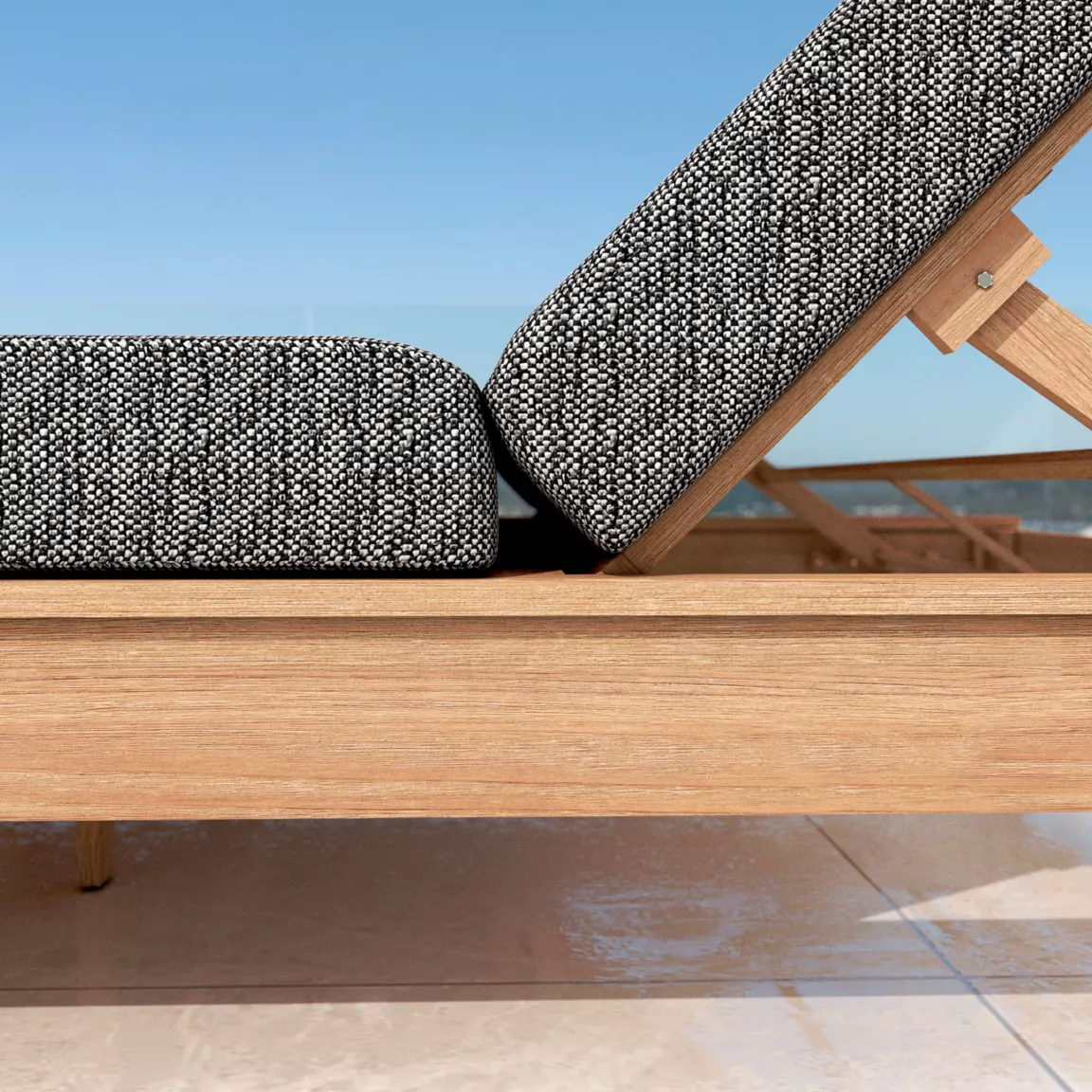 Transat en bois d'acacia Bornéo Gris anthracite