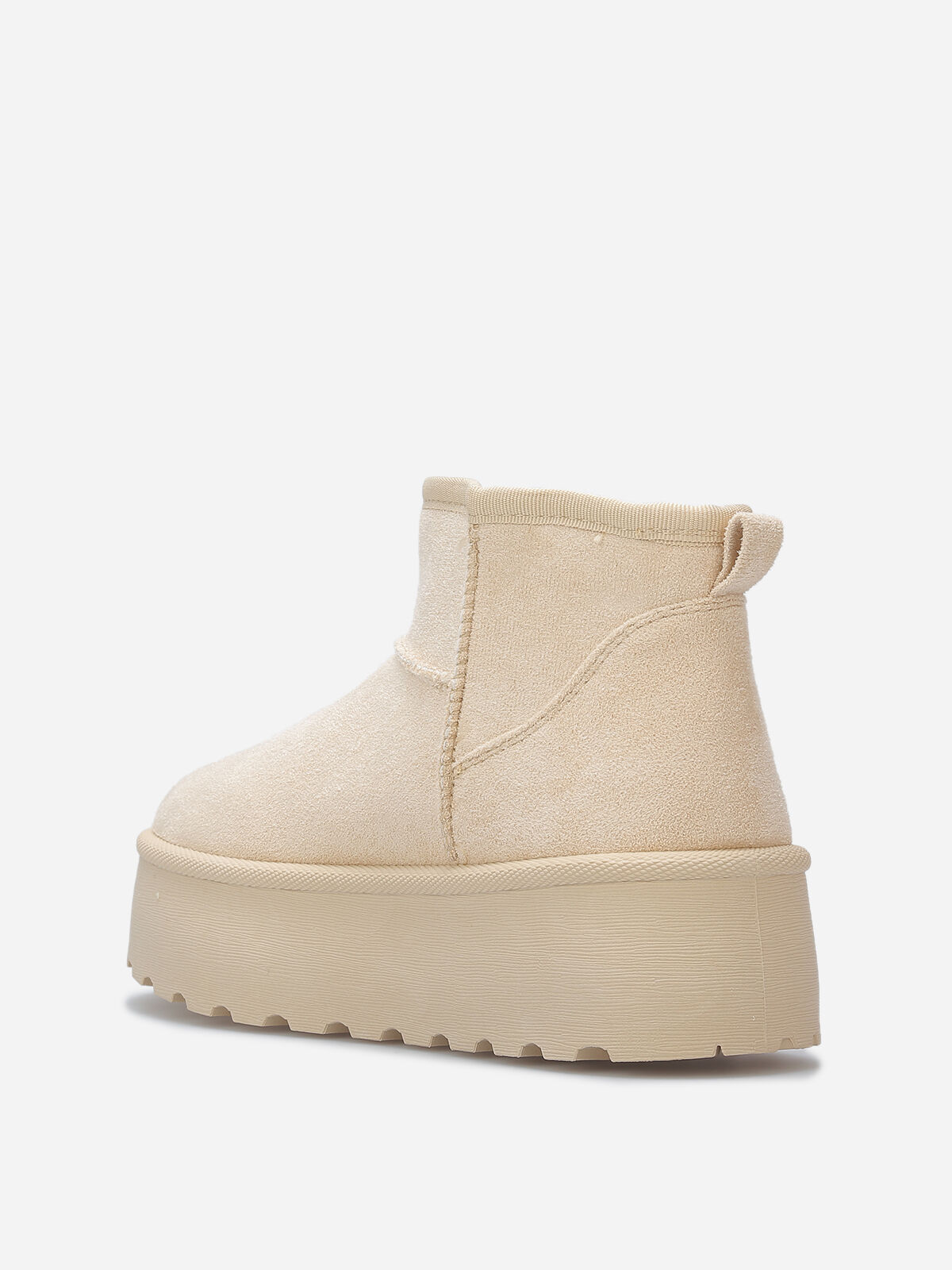 Boots en suédine fourrées à plateforme- Beige