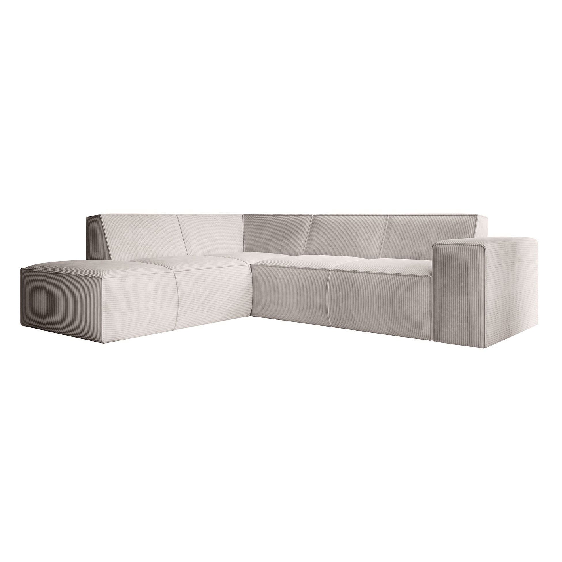 Monet - Hoekbank 4-zits met chaise longue - Ribstof beige - Links