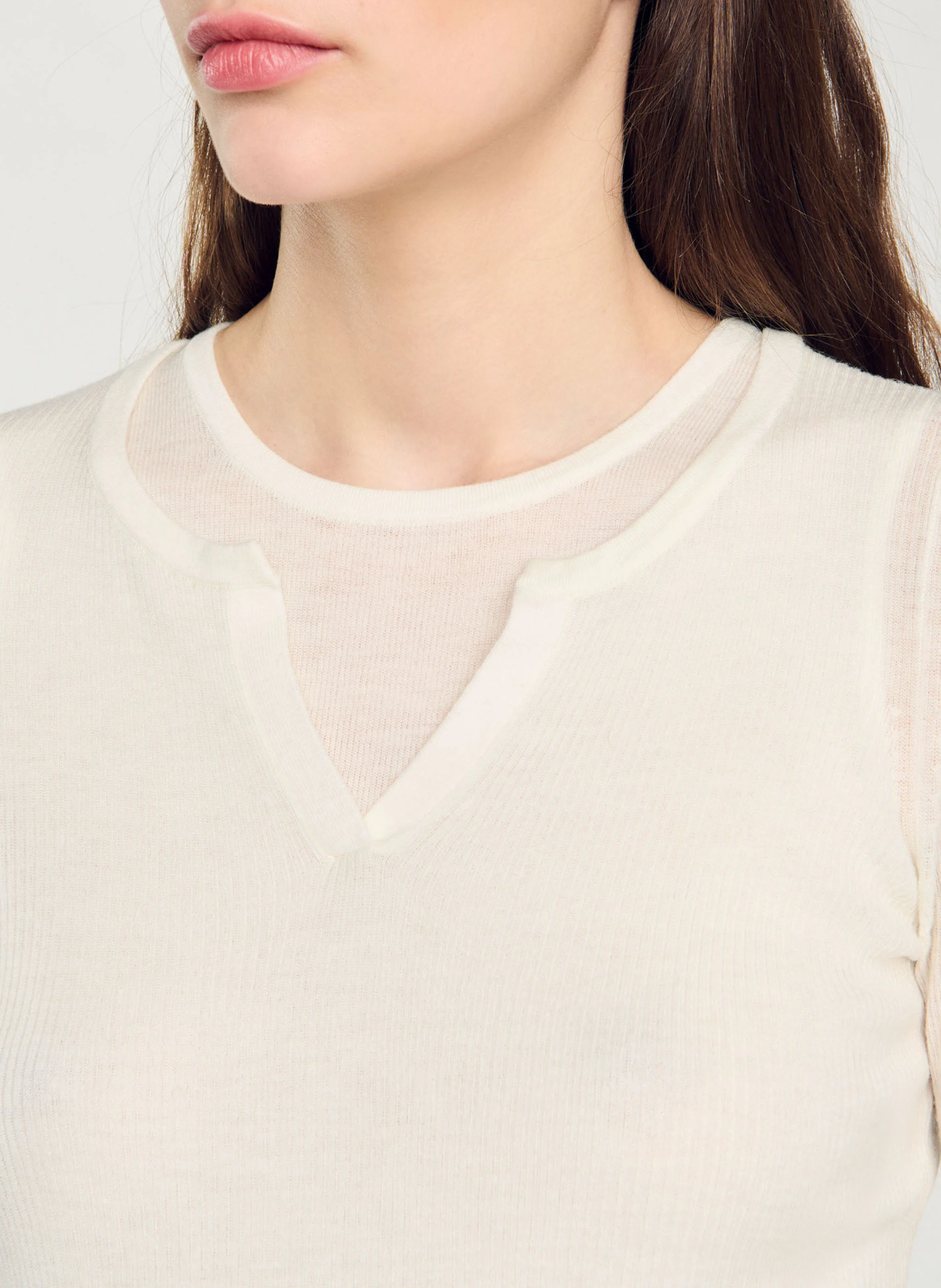 Pull col rond 2 en 1 en laine | Blanc