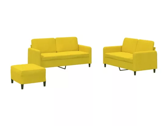 Ensemble de canapés 3 pièces jaune velours