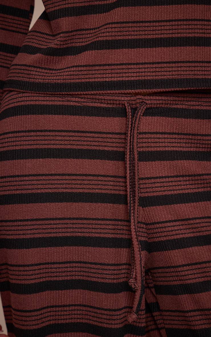 Marron Foncé Pantalon Large Ultra Doux À Rayures