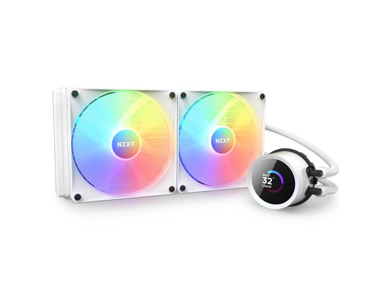 NZXT Wasserkühlung Kraken 280 RGB Weiss Wasserkühler für Intel und AMD Prozessorsockel mit LCD-Anzeige und RGB-Lüftern