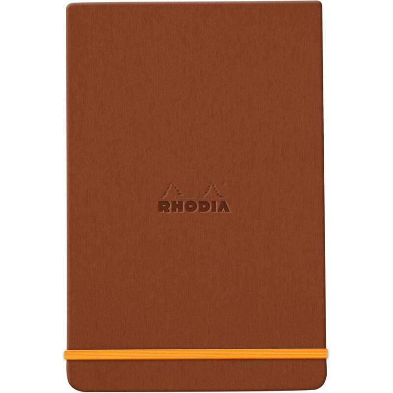Rhodiarama Webnotepad rembordé rigide A5 192 pages ligné microperforé papier ivoire 90g fermeture élastique - Cuivre