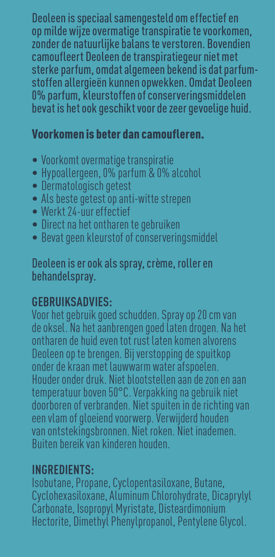 Deoleen Satin spray sensitive zonder alcohol (150 ml)
