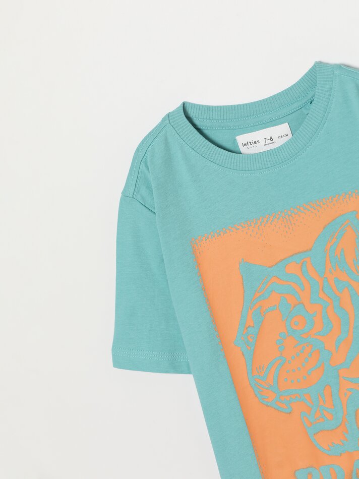 Pacote com 2 camisetas estampadas - Turquesa Escuro