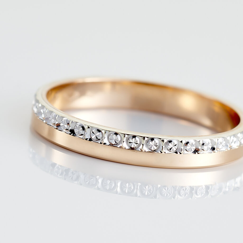 Alliance Fantaisie Diamantee Ruban Plat Or Bicolore
