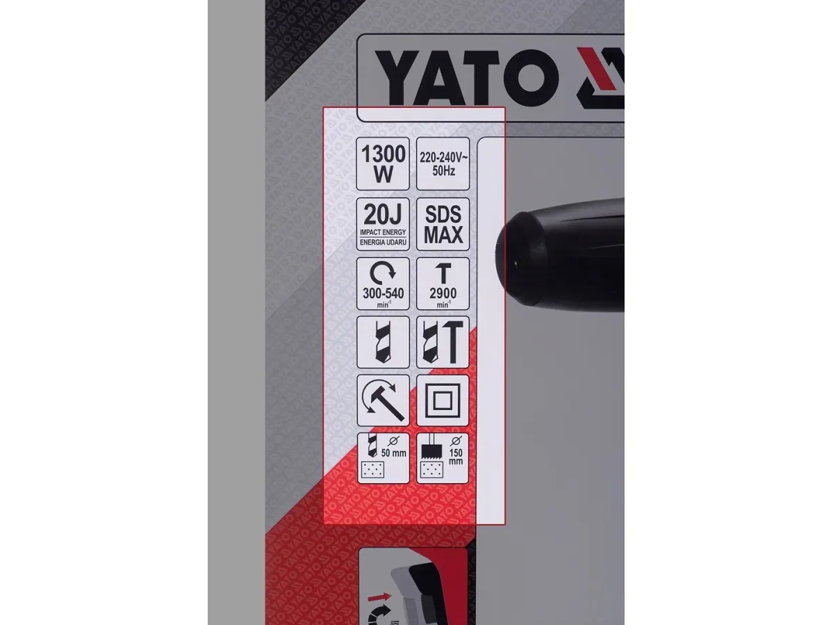 Yato YT-82131, SDS Max, Sort, Orange, 5 cm, 20 J, 300 IPM, 450 IPM