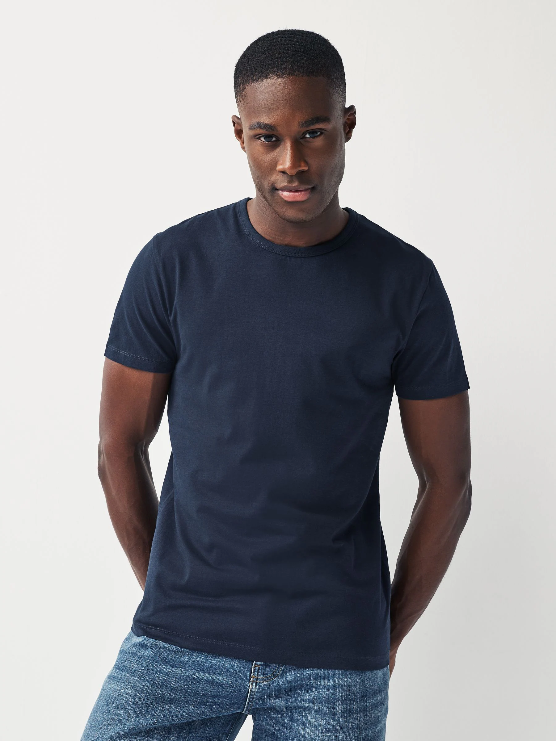 Zwart/gemêleerd grijs/wit/marineblauwe - Slim Fit - Set van 5 100% katoenen T-shirts met laagjes