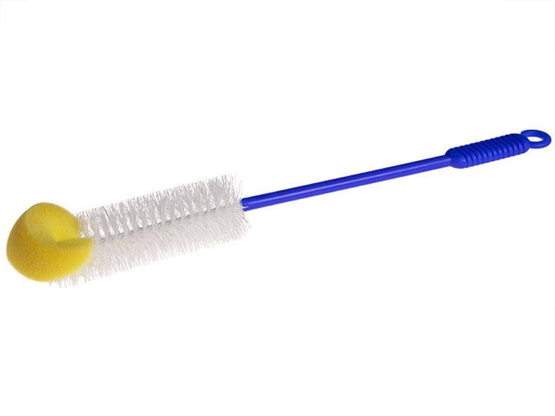 Edi Baur Flaschenbürste mit Schwammkopf, Blau/Weiss/Gelb Flaschenputzer