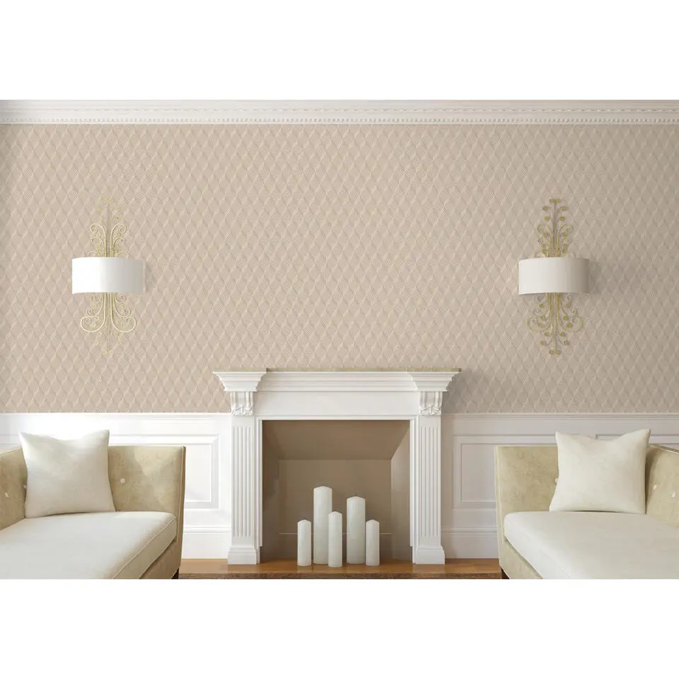 Dutch Wallcoverings - Grace 3d stitched cube beige - GR322305