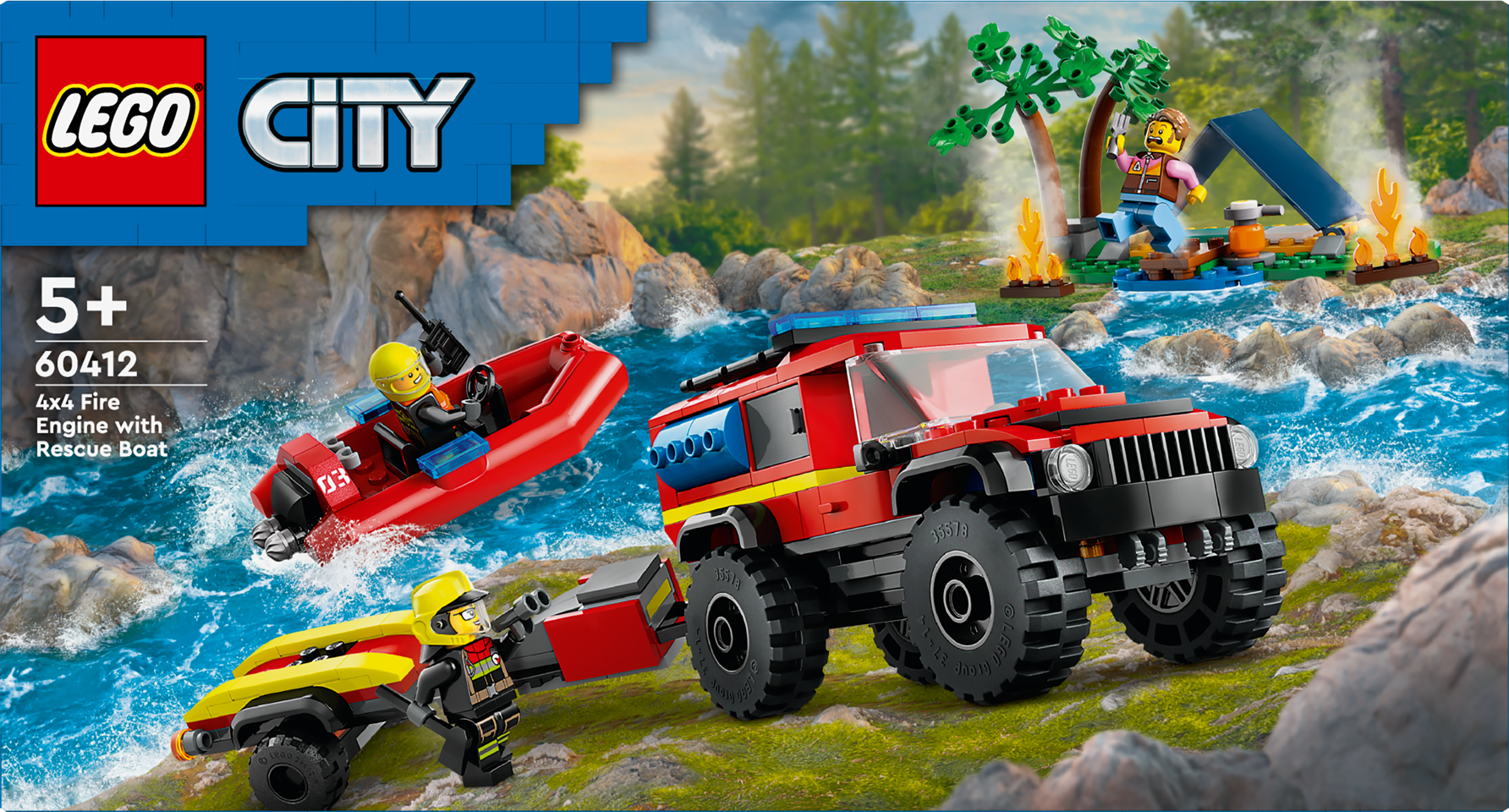 LEGO City - Firhjulstrukket brandbil med redningsbåd (60412)